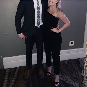 H&M one shoulder jumpsuit with pockets